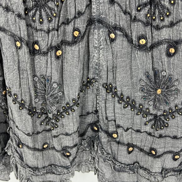 Soft Surroundings Maxi Skirt Gray Suzette Embellished Beaded Size S NEW - Picture 2 of 8